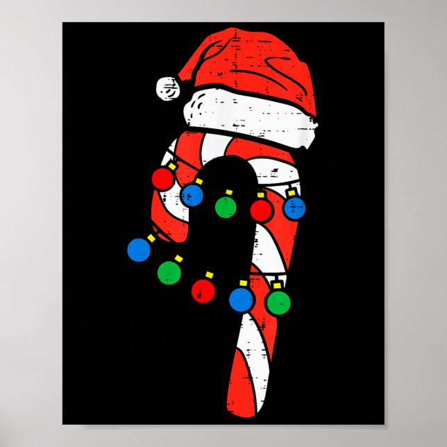 Poster Candy Cane Santa Hat Christmas Lights Xmas Men Wom (Devant)