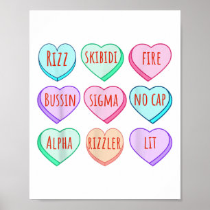 Poster Candy Heart Slang Mots Valentines Day For School,