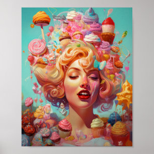 Poster Candy Ice Cream Girl Surreal Imaginaire Art