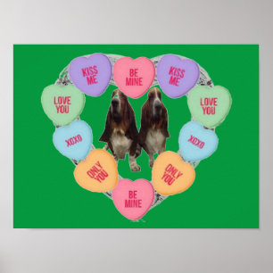 Poster Candy Love Hearts With Bassets