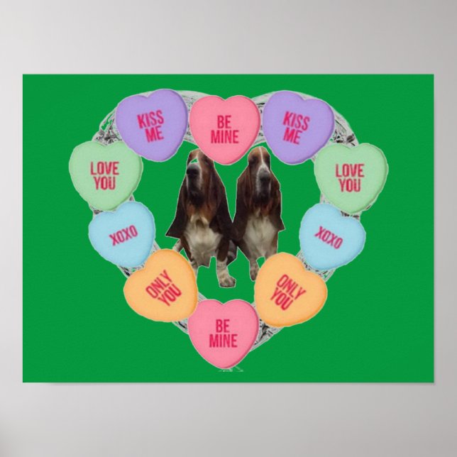 Poster Candy Love Hearts With Bassets (Front)