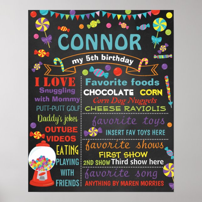 Poster Candyland Anniversaire du panneau de signalisation (Devant)