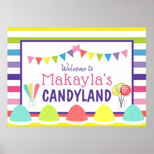Poster Candyland Lollipop Gumdrop Bannière fête d'anniver