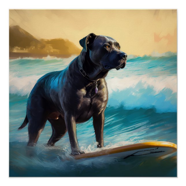 Poster Cane Corso Beach Surf Peinture (Devant)