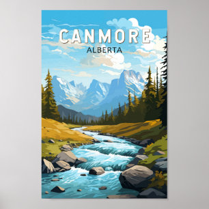 Poster Canmore Canada Travel Art Vintage