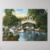 Canoë, Belle Isle, Detroit Vintage