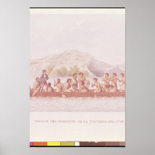 Poster Canoë de pirogue piloté par des indigènes de la