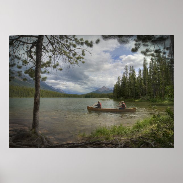 Poster Canoë sur le lac (Devant)