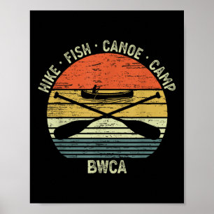 Poster Canoë vintage Bwca Randonnée Extérieur Pêche Camp