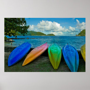 Poster Canoës Colorés Sur La Plage À Pago Pago