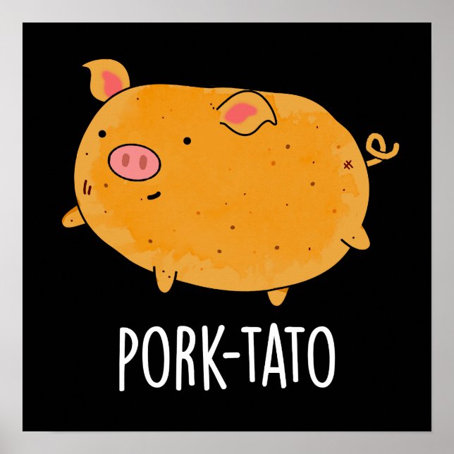 Poster Canon de pomme de terre de porc amusant BG foncé (Devant)