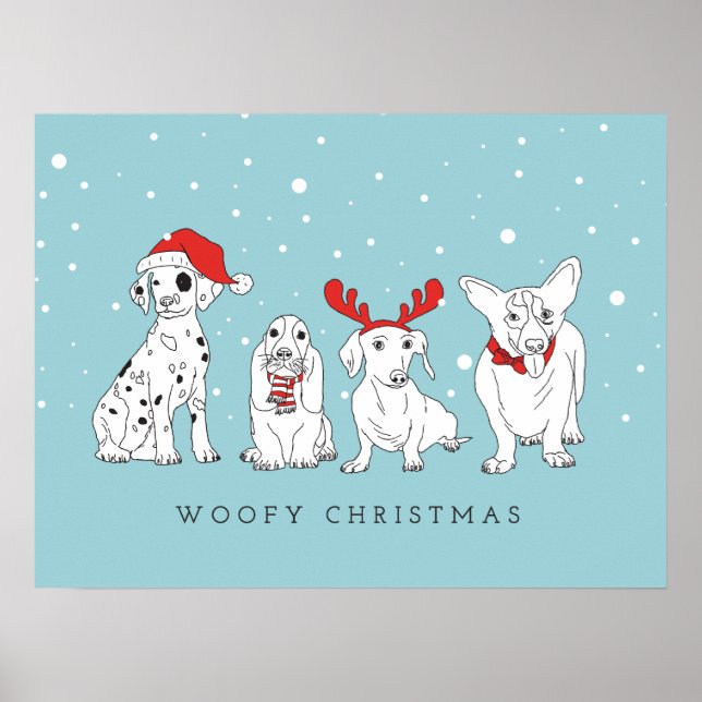 Poster Canons de Noël Chiens de Père Noël Chiens de Noël (Devant)