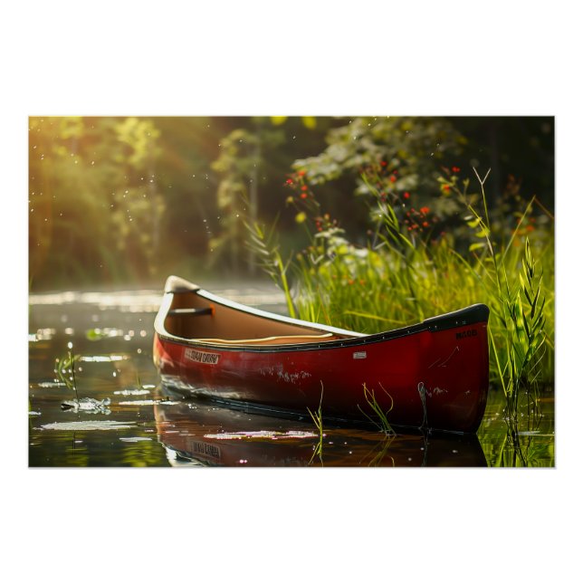 Poster Canot dans une rivière (Devant)