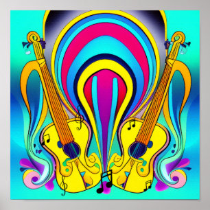 POSTER CANVAS GLOSSÉS DE GUITARS