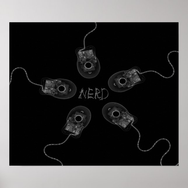 Poster Canvas Print B&W Nerd X-Ray Computer Mice (Devant)