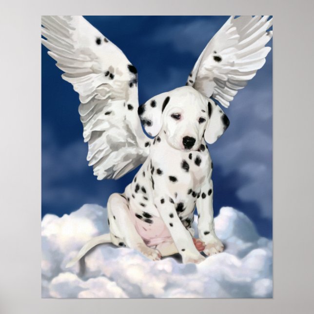 Poster Canvas print Dalmatian puppy angel painting (Devant)