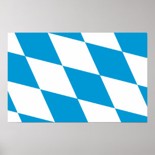 Poster Canvas Print with Flag of Bavaria, Germany