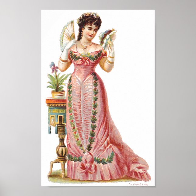 POSTER CANVAS WALL ART VICTORIAN ERA FRENCH LADING AVEC V (Devant)