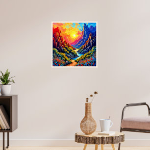 Poster Canyon de la rivière du coucher de soleil Art