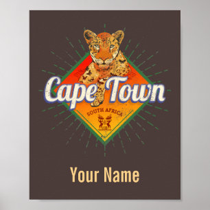 Poster Cap Afrique du Sud Retro Leopard Vintage
