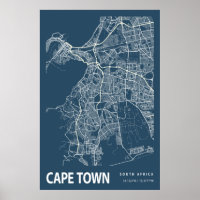 Cap Afrique du Sud Ville Carte Ligne Art