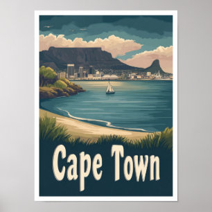 Poster Cap Afrique du Sud Vintage voyage d'art