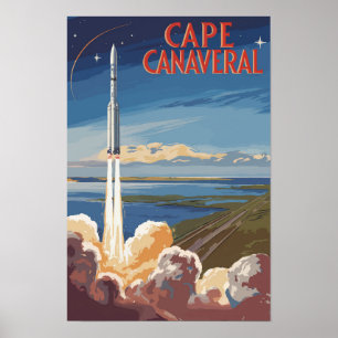 Poster Cape Canaveral Florida Peintre Voyage Art Retro