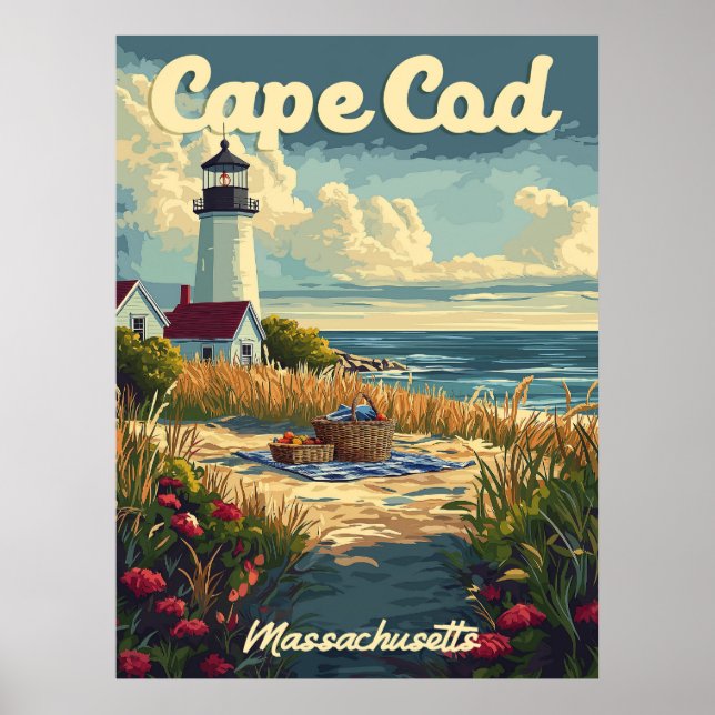 Poster Cape Cod Beach, Massachusetts Vintage (Devant)