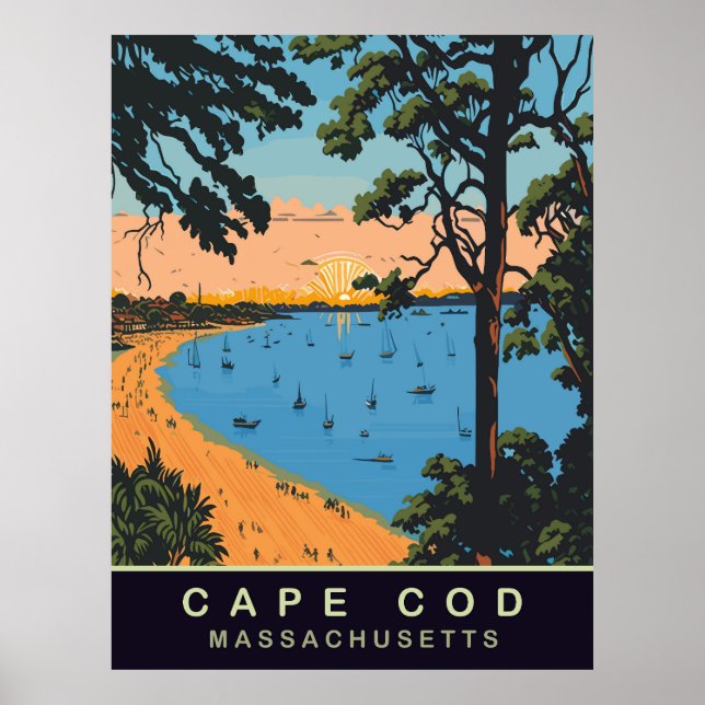 Poster Cape Cod Beach, Massachusetts, Vintage voyage (Devant)