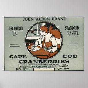 Poster Cape Cod John Alden Marque Cranberry Étiquette