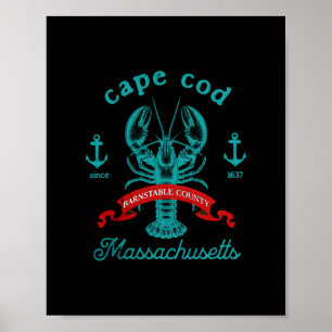 Poster Cape Cod Ma Pêche au homard Vintage Machusetts Sou
