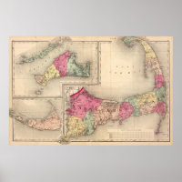 Cape Cod, Martha's Vineyard & Nantucket Map (1871)