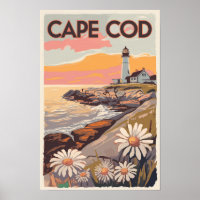 Cape Cod Massachusetts Art de voyage Rétro Peintre