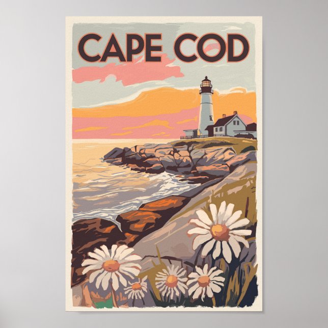 Poster Cape Cod Massachusetts Peinture Art Voyage Retro (Devant)