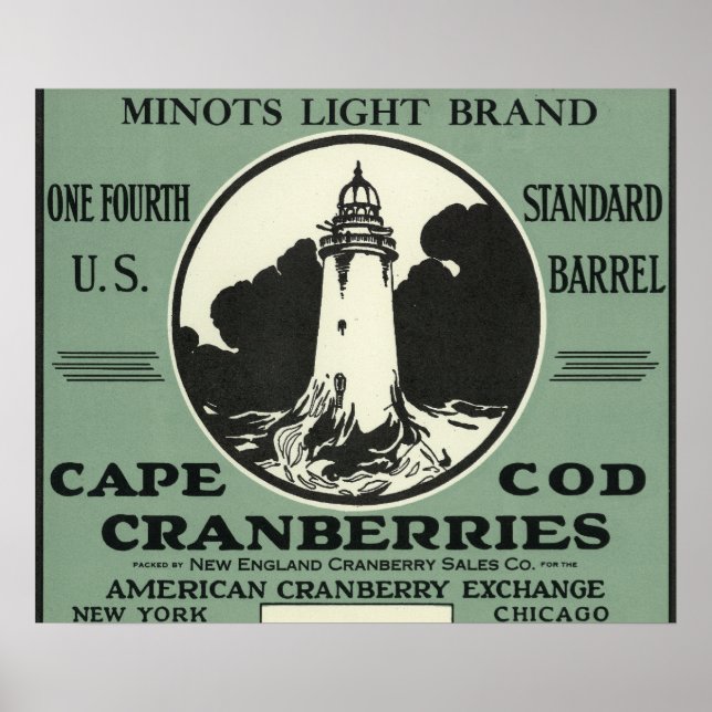 Poster Cape Cod Minots Étiquette de la marque légère Cran (Devant)