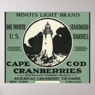 Poster Cape Cod Minots Light Brand Cranberry Label
