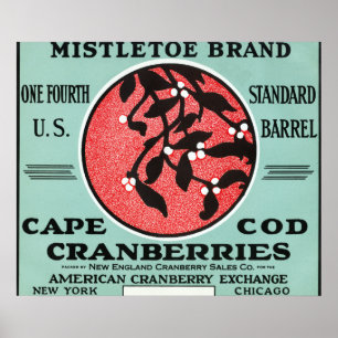 Poster Cape Cod Mistletoe Marque Cranberry Étiquette