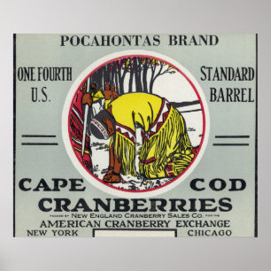 Poster Cape Cod Pocahontas Brand Cranberry Étiquette