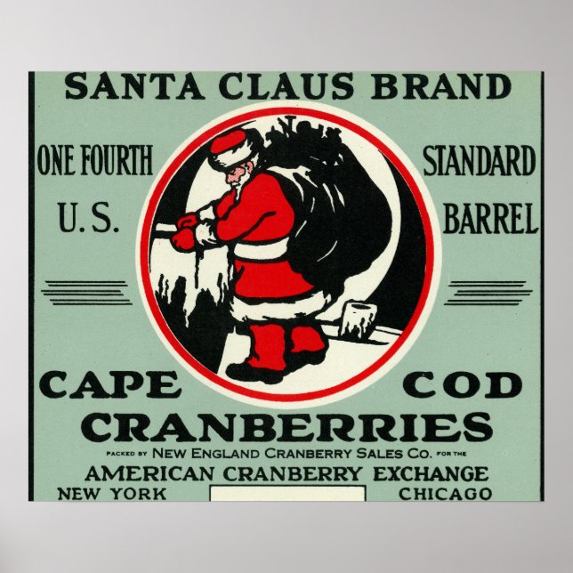 Poster Cape Cod Santa Claus Marque Cranberry Étiquette (Devant)