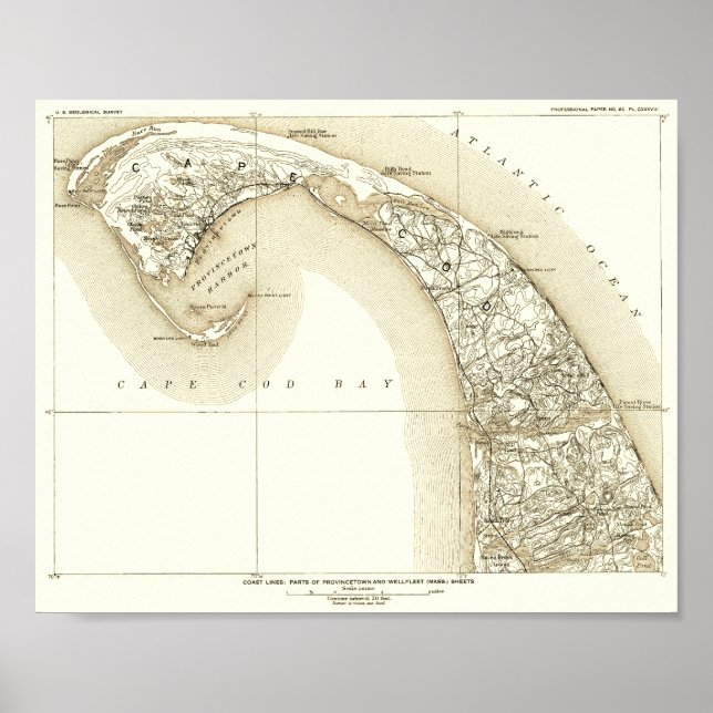 Poster Cape côtier Cod, Provincetown, Cape externe 10:8 (Devant)