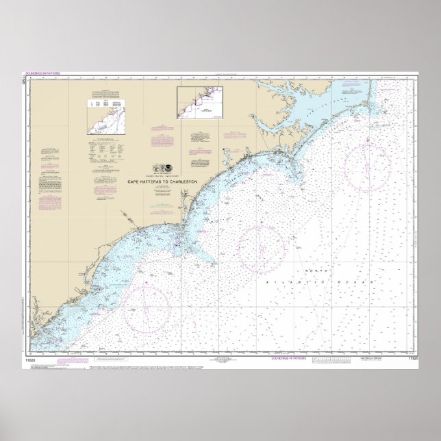Poster Cape Hatteras à Charleston Graphique nautique 1152 (Devant)