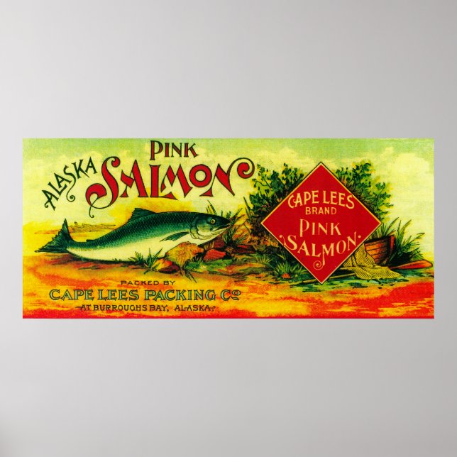 Poster Cape Lees Saumon Can Label Burroughs Bay, AK (Devant)