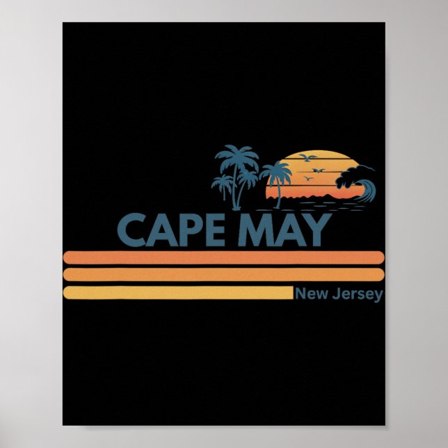Poster Cape May Beach New Jersey Summer Palm Tree Men Wom (Devant)