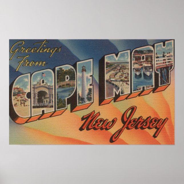 Poster Cape May, New Jersey - Scènes de grandes lettres (Devant)