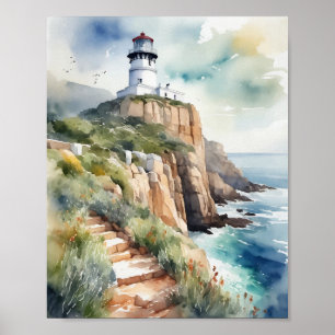 Poster Cape Point Cape Town Afrique du Sud Aquarelle
