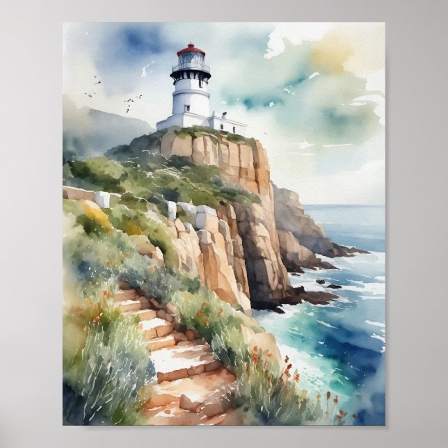 Poster Cape Point Cape Town Afrique du Sud Aquarelle (Devant)