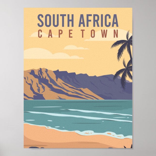Poster Cape Town Afrique du Sud Illustration des lieux de (Devant)