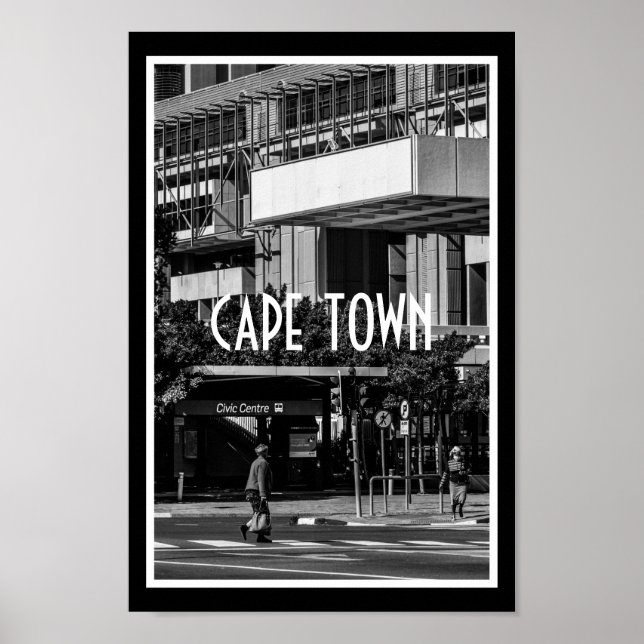 Poster Cape Town Monochrome Cityscape Street Lifestyle (Devant)