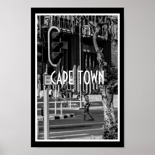 Poster Cape Town Monochrome Cityscape Street Lifestyle (Devant)