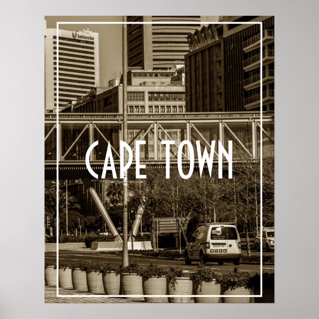 Poster Cape Town Monochrome Cityscape Street Lifestyle (Devant)